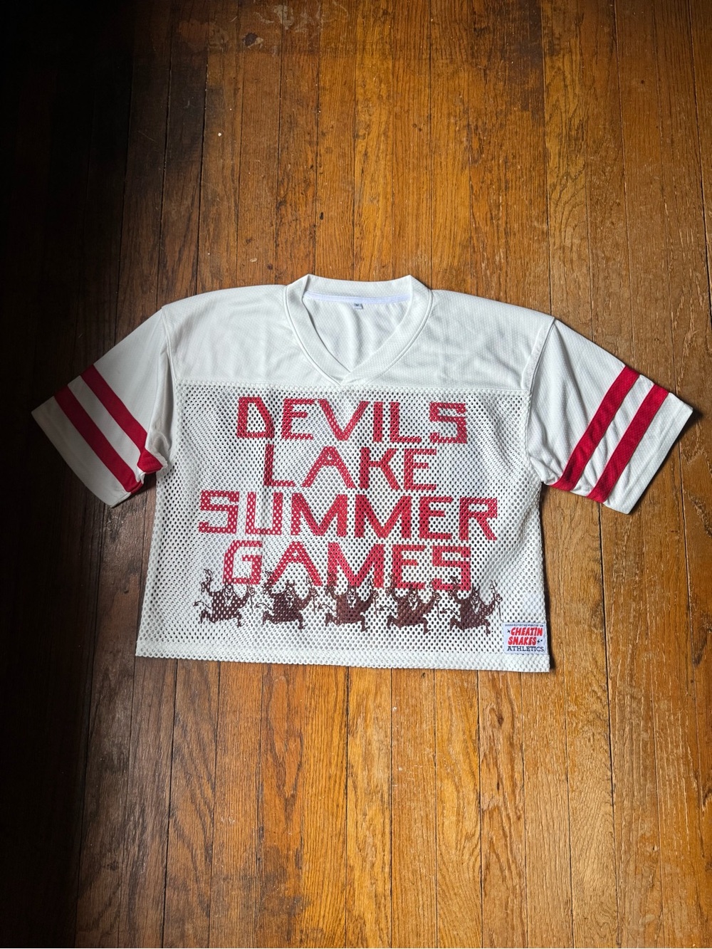 Cheatin Snakes Devils Lake Summer Games White & Red Mesh Sports Jersey